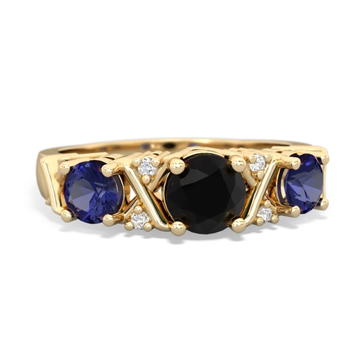 Black Onyx Genuine Black Onyx with Lab Created Sapphire and Genuine Tanzanite Hugs and Kisses ring Ring