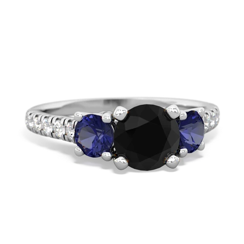 Black Onyx Genuine Black Onyx with Lab Created Sapphire and Genuine Tanzanite Pave Trellis ring Ring
