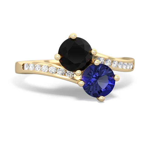 onyx-lab sapphire two stone channel ring