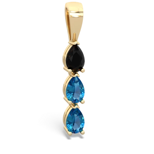 Black Onyx Genuine Black Onyx with Genuine London Blue Topaz and Genuine Aquamarine Three Stone pendant Pendant