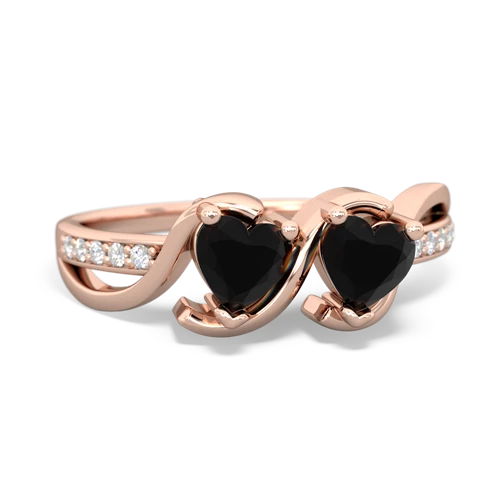 onyx-onyx double heart ring