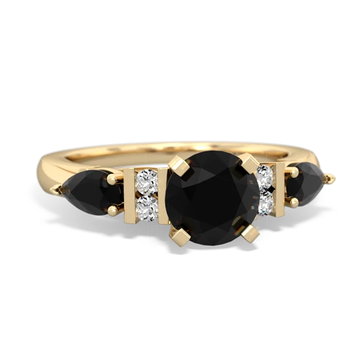 Black Onyx Genuine Black Onyx with Genuine Black Onyx and Lab Created Emerald Engagement ring Ring