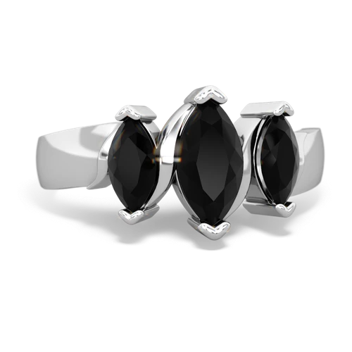 Black Onyx Genuine Black Onyx with Genuine Black Onyx and Lab Created Emerald Three Peeks ring Ring