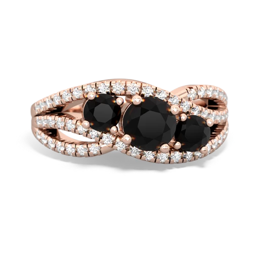 onyx-onyx three stone pave ring