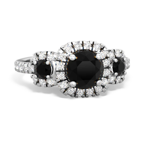onyx-garnet three stone regal ring