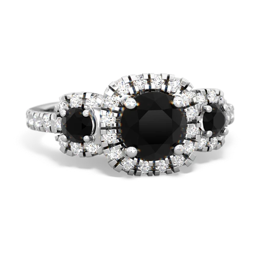 onyx-tourmaline three stone regal ring