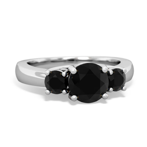 Black Onyx Genuine Black Onyx with Genuine Black Onyx and Lab Created Emerald Three Stone Trellis ring Ring