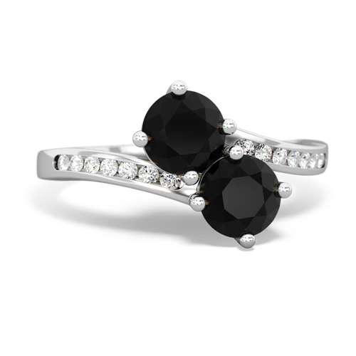 onyx-onyx two stone channel ring