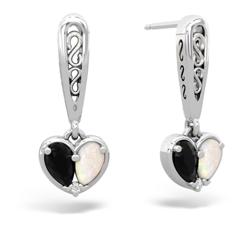 onyx-opal filligree earrings