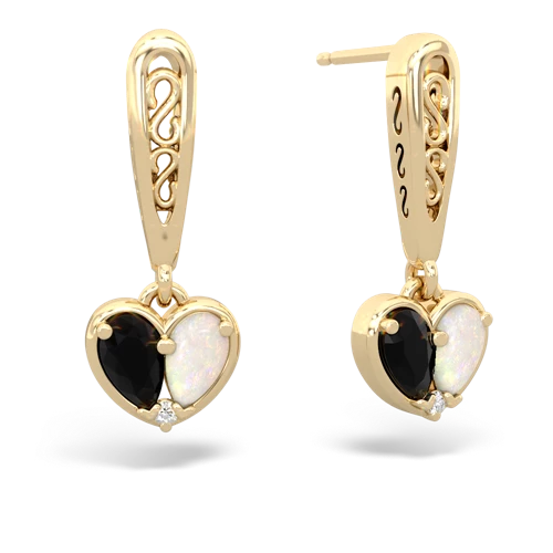 onyx-opal filligree earrings