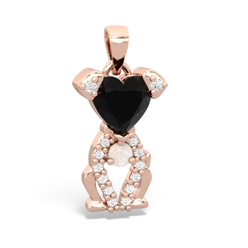 Black Onyx Genuine Black Onyx with Genuine Opal Puppy Love pendant Pendant