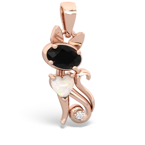 onyx-opal kitten pendant