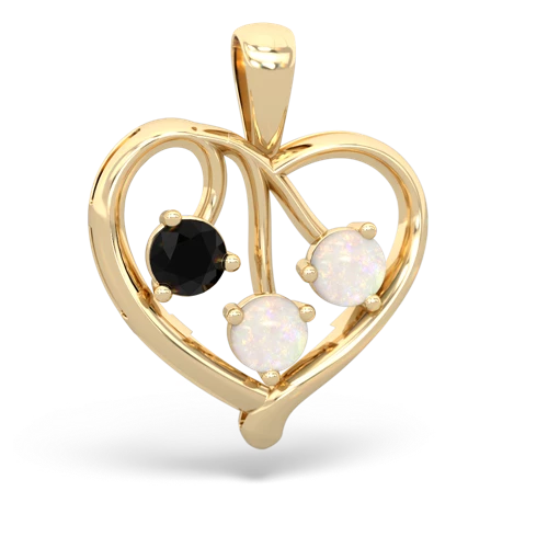 Black Onyx Genuine Black Onyx with Genuine Opal and Genuine White Topaz Glowing Heart pendant Pendant
