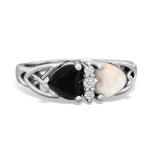 Black Onyx Genuine Black Onyx with Genuine Opal Celtic Trinity Knot ring Ring