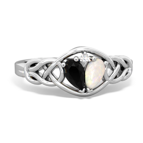 Black Onyx Genuine Black Onyx with Genuine Opal Celtic Love Knot ring Ring