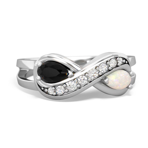 Black Onyx Genuine Black Onyx with Genuine Opal Diamond Infinity ring Ring