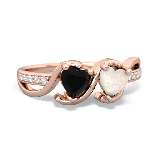 onyx-opal double heart ring