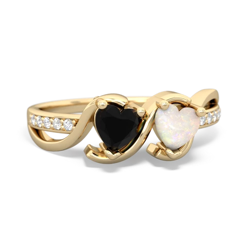 onyx-opal double heart ring