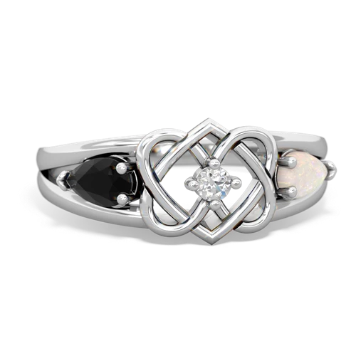 onyx-opal double heart ring