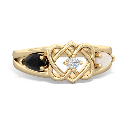 onyx-opal double heart ring