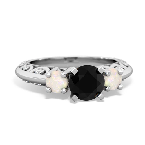Black Onyx Genuine Black Onyx with Genuine Opal Art Deco ring Ring