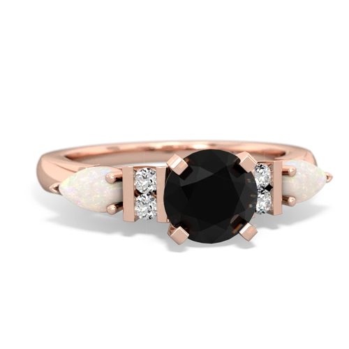 Black Onyx Genuine Black Onyx with Genuine Opal and Genuine White Topaz Engagement ring Ring