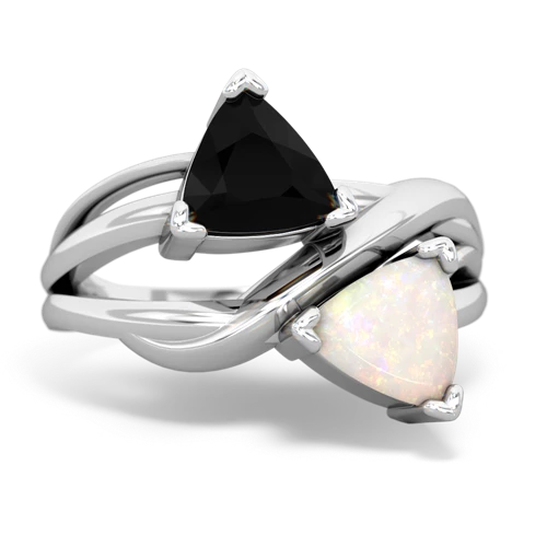 Black Onyx Genuine Black Onyx with Genuine Opal Split Band Swirl ring Ring