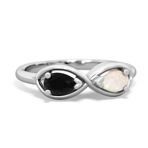 Black Onyx Genuine Black Onyx with Genuine Opal Infinity ring Ring
