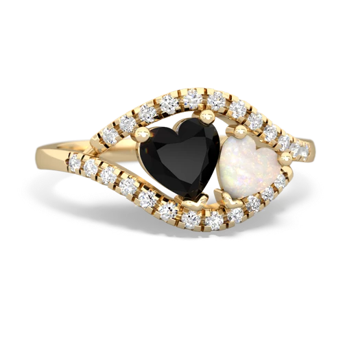 Black Onyx Genuine Black Onyx with Genuine Opal Mother and Child ring Ring