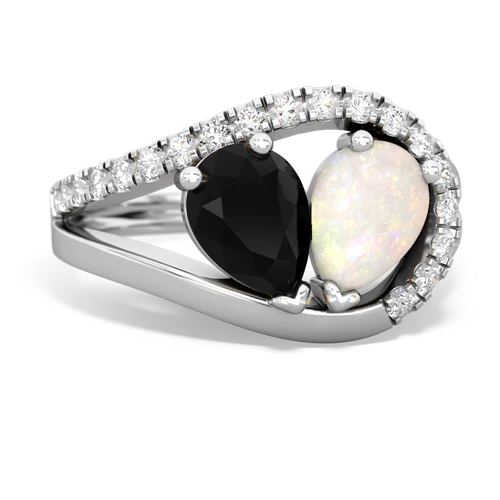 Black Onyx Genuine Black Onyx with Genuine Opal Nestled Heart Keepsake ring Ring