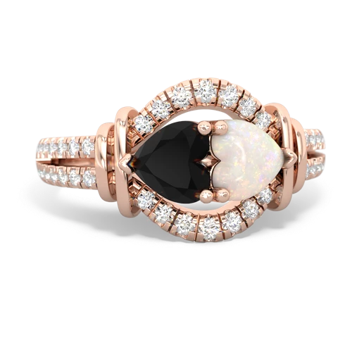 Black Onyx Genuine Black Onyx with Genuine Opal Art-Deco Keepsake ring Ring
