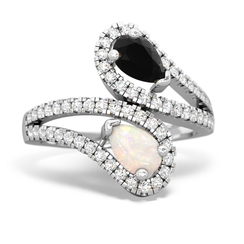 Black Onyx Genuine Black Onyx with Genuine Opal Diamond Dazzler ring Ring