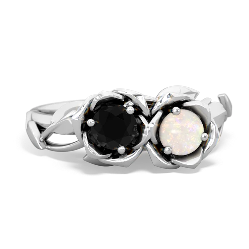 Black Onyx Genuine Black Onyx with Genuine Opal Rose Garden ring Ring