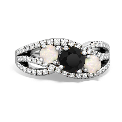 onyx-opal three stone pave ring