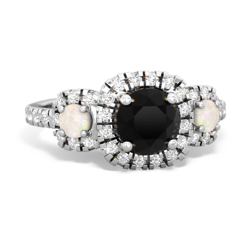 Black Onyx Genuine Black Onyx with Genuine Opal and Genuine White Topaz Regal Halo ring Ring