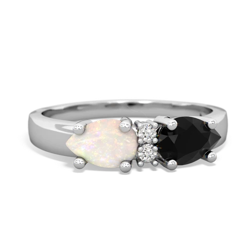 Black Onyx Genuine Black Onyx with Genuine Opal Pear Bowtie ring Ring