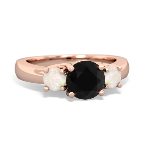 Black Onyx Genuine Black Onyx with Genuine Opal and Genuine White Topaz Three Stone Trellis ring Ring