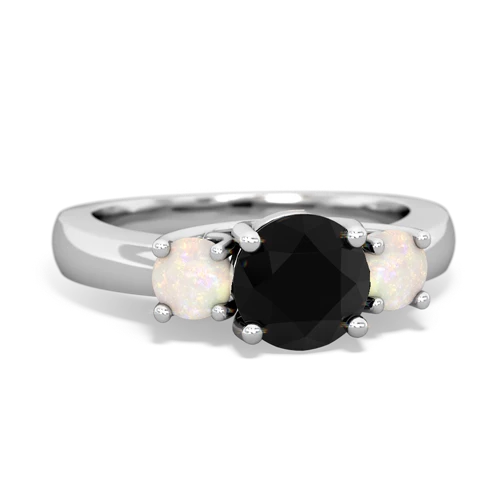 Black Onyx Genuine Black Onyx with Genuine Opal and  Three Stone Trellis ring Ring