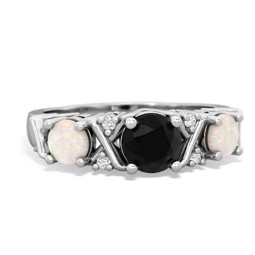 Black Onyx Genuine Black Onyx with Genuine Opal and Genuine White Topaz Hugs and Kisses ring Ring
