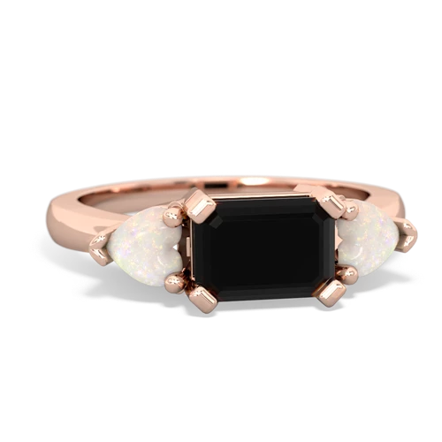 Black Onyx Genuine Black Onyx with Genuine Opal and  Three Stone ring Ring