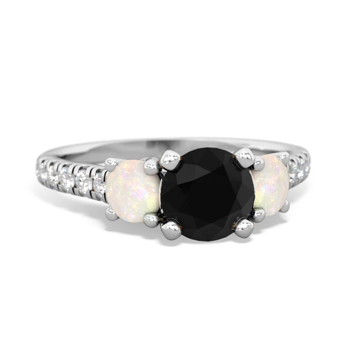 Black Onyx Genuine Black Onyx with Genuine Opal and  Pave Trellis ring Ring