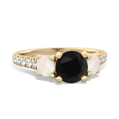 Black Onyx Genuine Black Onyx with Genuine Opal and Genuine White Topaz Pave Trellis ring Ring