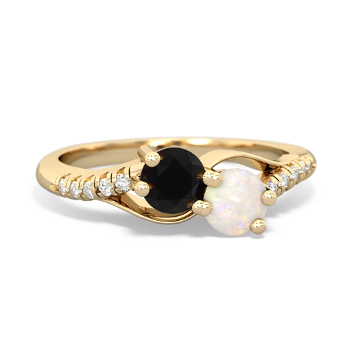 Black Onyx Genuine Black Onyx with Genuine Opal Two Stone Infinity ring Ring