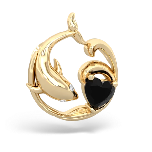 onyx dolphin heart pendant