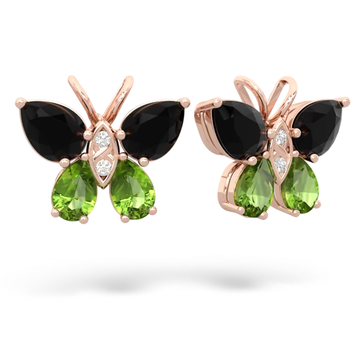 onyx-peridot butterfly earrings