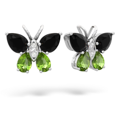 onyx-peridot butterfly earrings