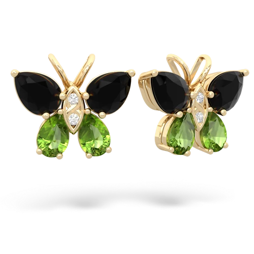 onyx-peridot butterfly earrings