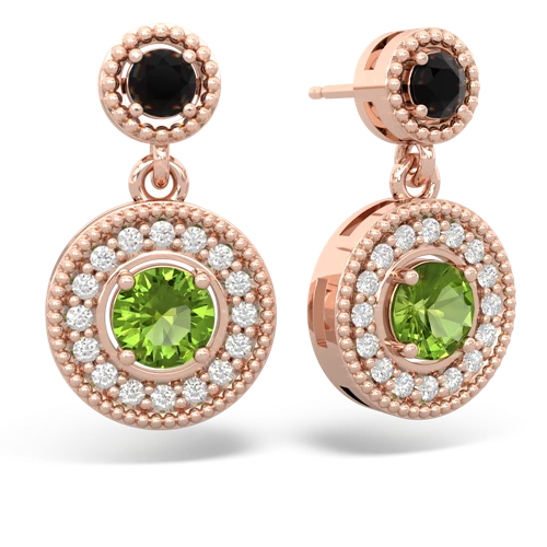 onyx-peridot halo earrings