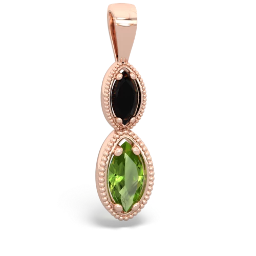 Black Onyx Genuine Black Onyx with Genuine Peridot Antique-style Halo pendant Pendant
