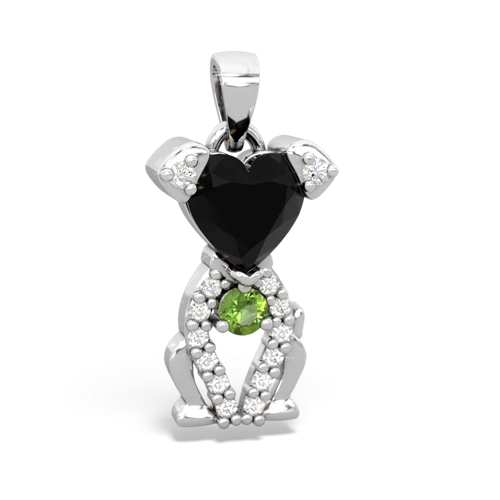 onyx-peridot birthstone puppy pendant